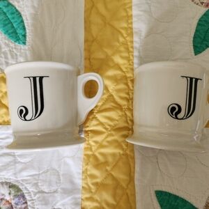 Antropologie Monogrammed 'J' White Mugs